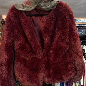 Simply Vera Vera Wang Plush Burgundy Teddy Jacket